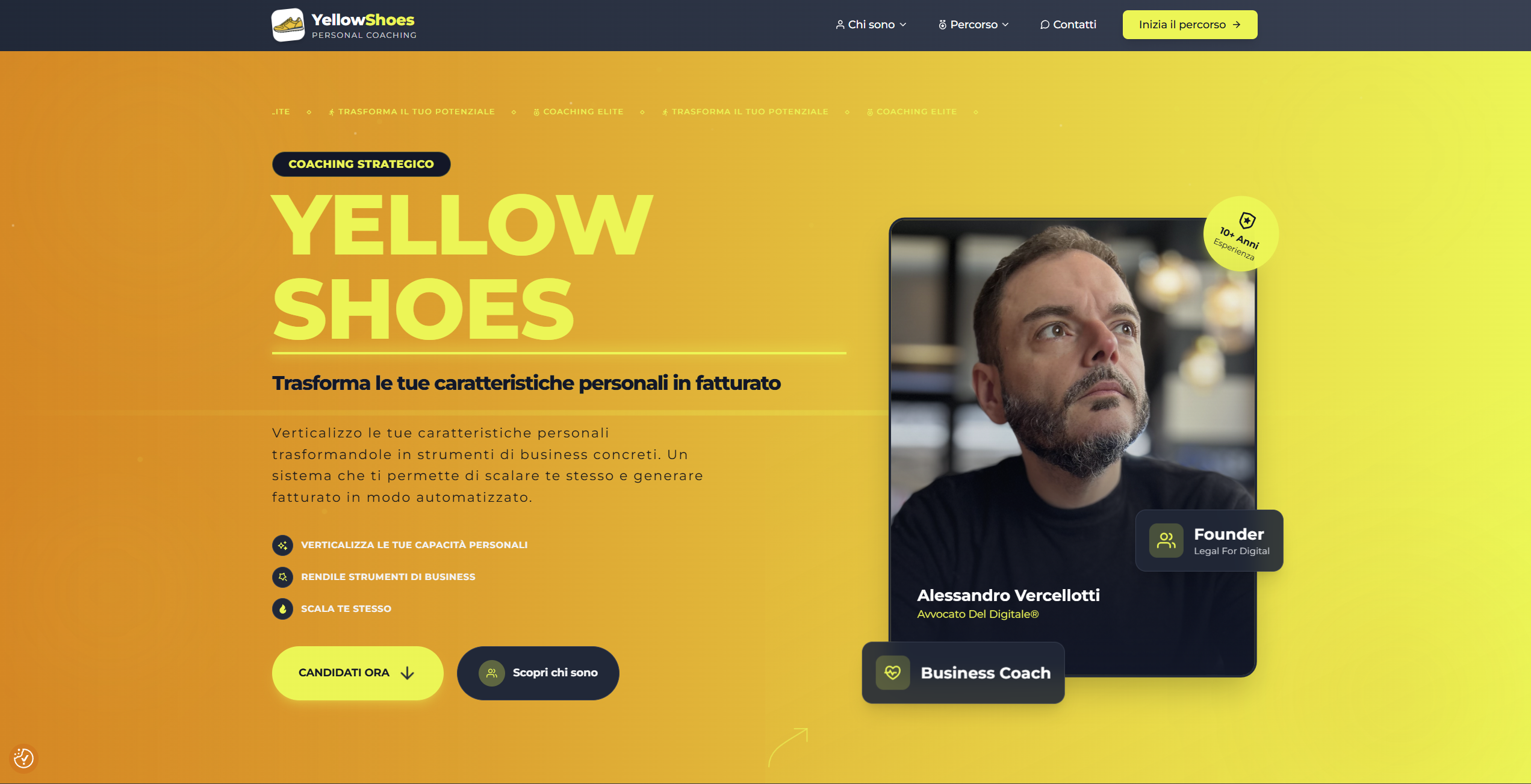 Yellow Shoes — landing page coaching strategico